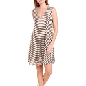Striped Raffi Linen Shift Dress in Mocha size Medium